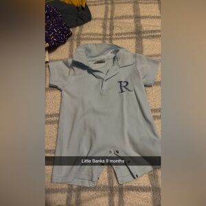 Light Blue Kids Polo Shirt “R” monogram